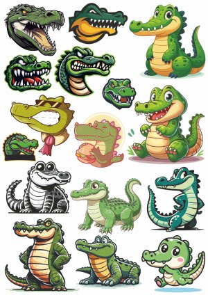 Collection of Cartoon Alligator and Crocodile Mascots and Characters Free Vector