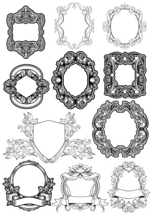 Ornate Vintage Decorative Frames and Shields Vector Collection Free Vector