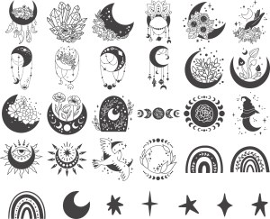 Mystical Moon and Celestial Vector Collection Free Vector