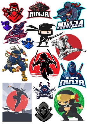 Collection of Various Ninja Characters and Logos Free Vector