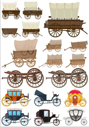 Vintage and Antique Carriage and Wagon Vector Set Free Vector