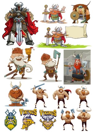 Cartoon Vikings and Viking Warrior Characters Collection Free Vector