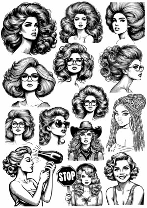Vintage and Modern Women Hairstyles Vector Set Free Vector
