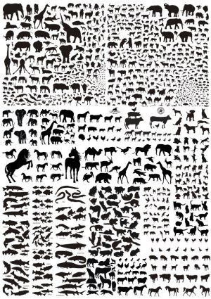 Comprehensive Collection of Black Animal Silhouettes Free Vector