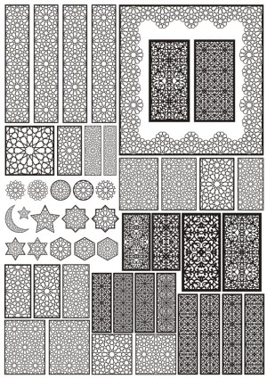 Islamic Geometric and Floral Pattern Vector Set Free Vector