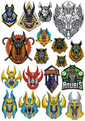 Collection of Anubis and Egyptian Mythology Inspired Vector Heads Free Vector
