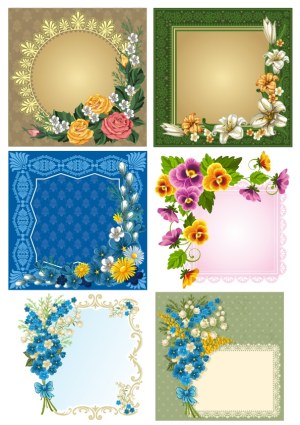 Floral Decorative Frames Collection with Roses, Lilies, Pansies, and Blue Flowers Free Vector