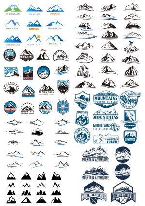 Collection of Mountain Vector Logos and Emblems Free Vector