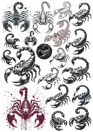 Collection of Scorpion Vector Illustrations in Various Styles Free Vector