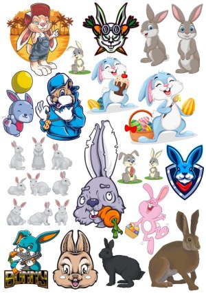 Collection of Cartoon and Realistic Bunny Rabbit Characters and Designs Free Vector
