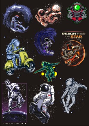 Collection of Astronauts in Space and Action Poses Free Vector
