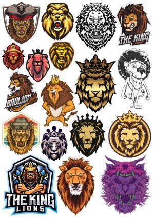 Collection of Lion-Themed Vector Logos and Mascots Free Vector