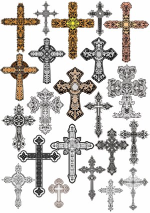 Decorative Vintage Ornate Crosses Vector Collection Free Vector