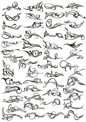 Decorative Black Tribal Style Tattoo Vector Elements Free Vector