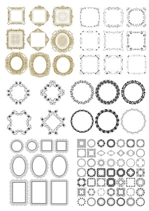 Ornate and Decorative Vintage Vector Frames Collection Free Vector