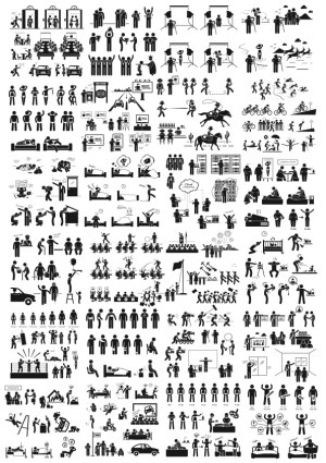 Extensive Collection of Black Silhouette Human Activities and Situations Free Vector