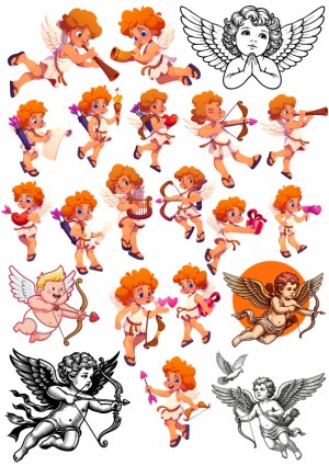 Cartoon and Vintage Cupid Cherub Vector Collection Free Vector