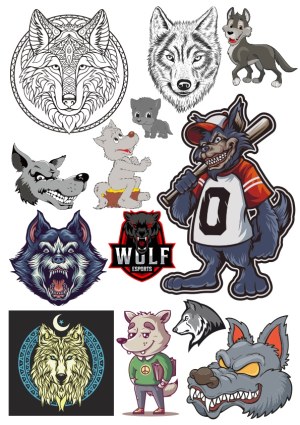 Collection of Wolf and Werewolf Vector Illustrations and Mascots Free Vector