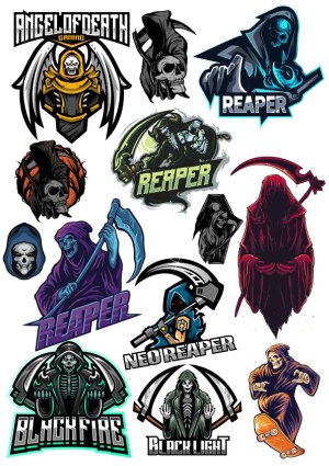 Grim Reaper and Death-Themed Gaming Logos and Mascots Free Vector
