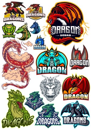 Dragon Mascot Logos and Illustrations Collection Free Vector