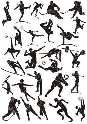 Silhouettes of Athletes in Action Across Various Sports Free Vector