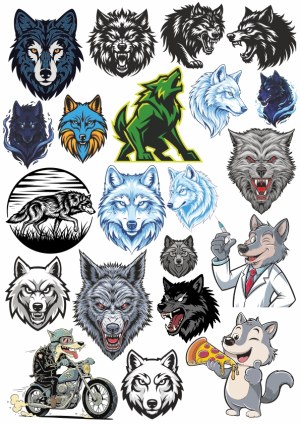 Diverse Collection of Wolf Illustrations and Mascots Free Vector