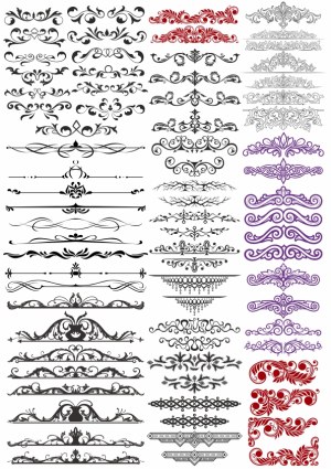 Set of Vintage Floral and Ornamental Decorative Borders Free Vector
