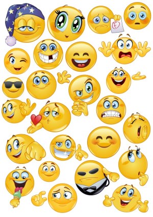 Collection of Various Expressive Yellow Emoji Faces Vector Free Vector