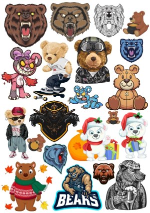 Collection of Bear Illustrations and Cartoon Bears Free Vector