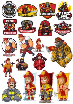 Firefighter and Fire Department Vector Illustrations Collection Free Vector