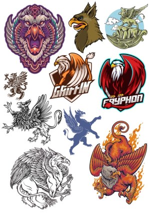 Variety of Gryphon and Mythical Bird Vector Illustrations Free Vector