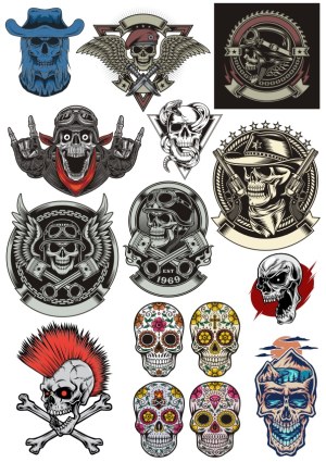 Collection of Detailed Skull and Skeleton Vector Illustrations Free Vector