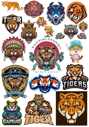 Collection of Vector Tiger and Tiger-Themed Mascot Designs Free Vector