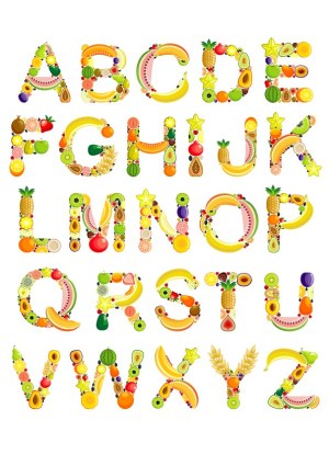 Fruit Alphabet Vector Illustration Free Vector