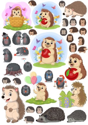 Cute Hedgehog and Mole Cartoon Vector Collection Free Vector