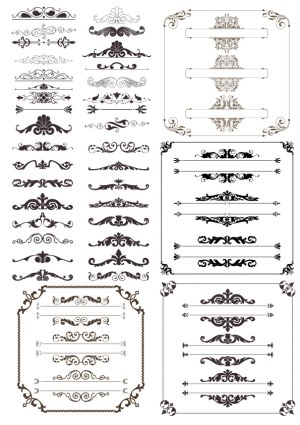 Ornate Vintage Decorative Borders and Flourishes Collection Free Vector
