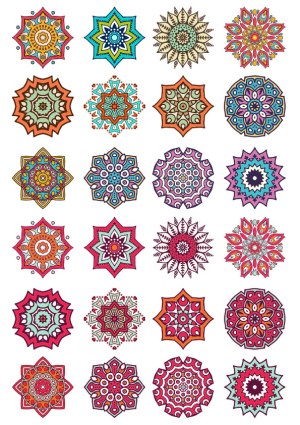 Colorful Mandala Flower Vector Set Free Vector