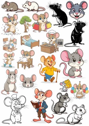 Collection of Cartoon and Realistic Mouse Illustrations Free Vector