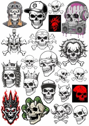 Skull Collection Vector Illustrations with Various Themes Free Vector
