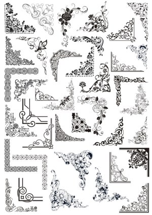 Collection of Decorative Floral Corner Vector Designs Free Vector