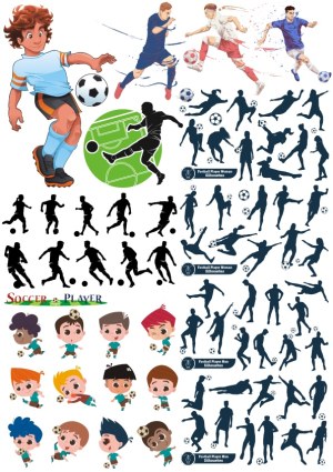 Soccer Player Vectors and Silhouettes Collection Free Vector