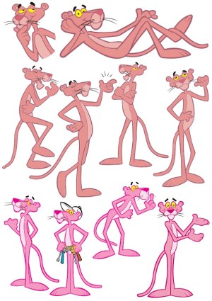 Pink Panther Cartoon Character Poses Collection Free Vector