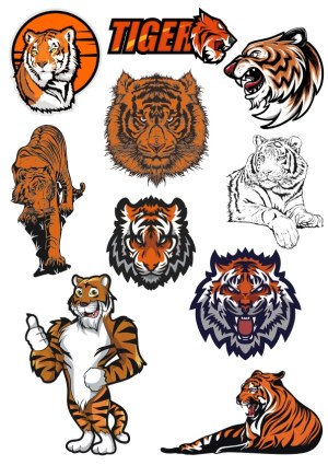 Tiger Vector Collection with Realistic and Cartoon Styles Free Vector