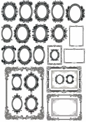 Collection of Ornate Vintage Oval and Rectangular Frames Free Vector