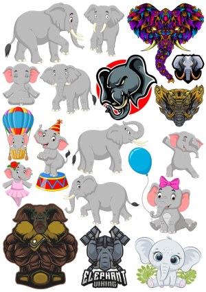 Elephant Illustrations and Mascots Vector Collection Free Vector