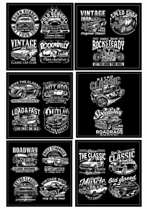 Vintage and Retro Classic Car Vector Illustrations Set Free Vector