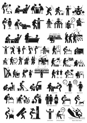 Various Occupations and Activities Silhouette Icons Free Vector