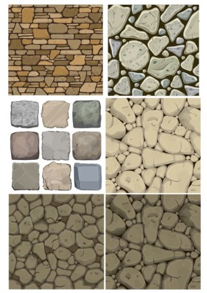 Seamless Vector Rock and Stone Textures with Individual Rock Variations Free Vector