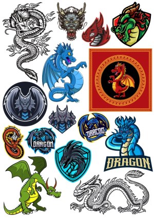 Collection of Colorful and Monochrome Dragon Vector Illustrations and Mascots Free Vector