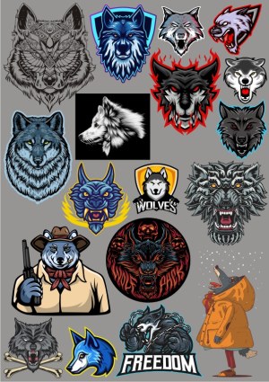 Collection of Stylized Wolf and Werewolf Vector Illustrations Free Vector